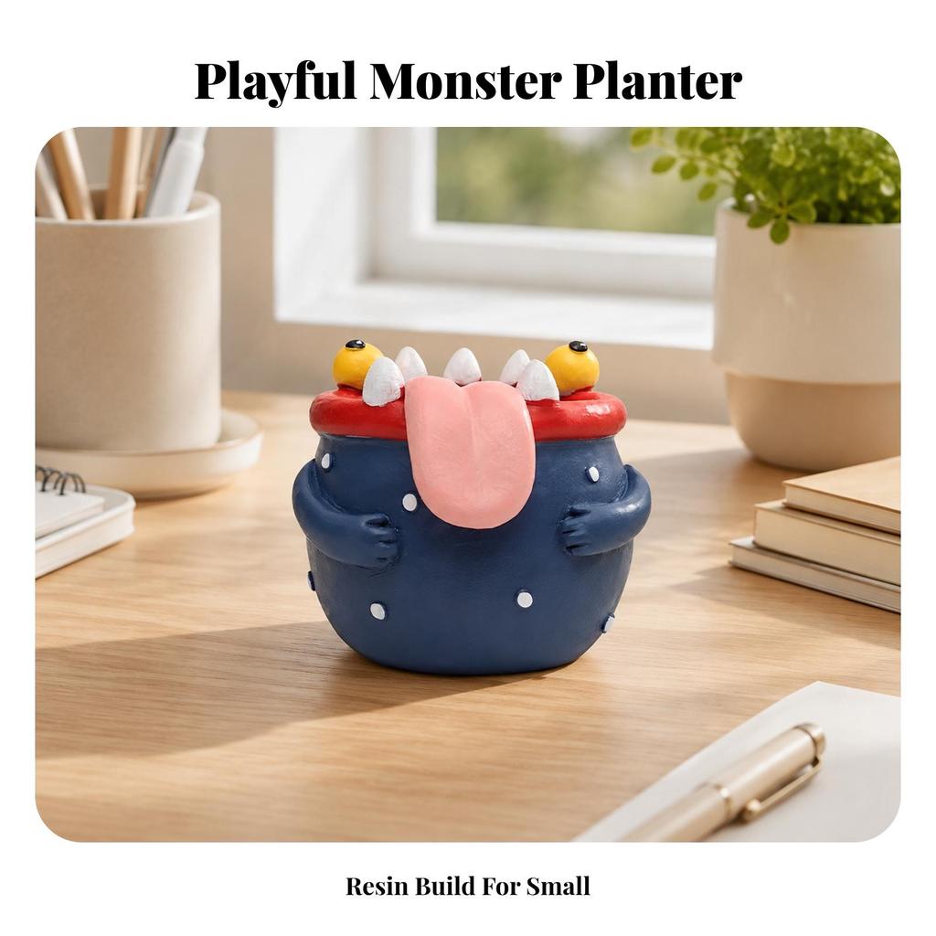 Cartoon Monster Planter Space-Saving Animal Shaped Present-Ready