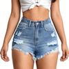 Women's Color Jeans Stretch Slim Fit Distressed Denim Shorts
