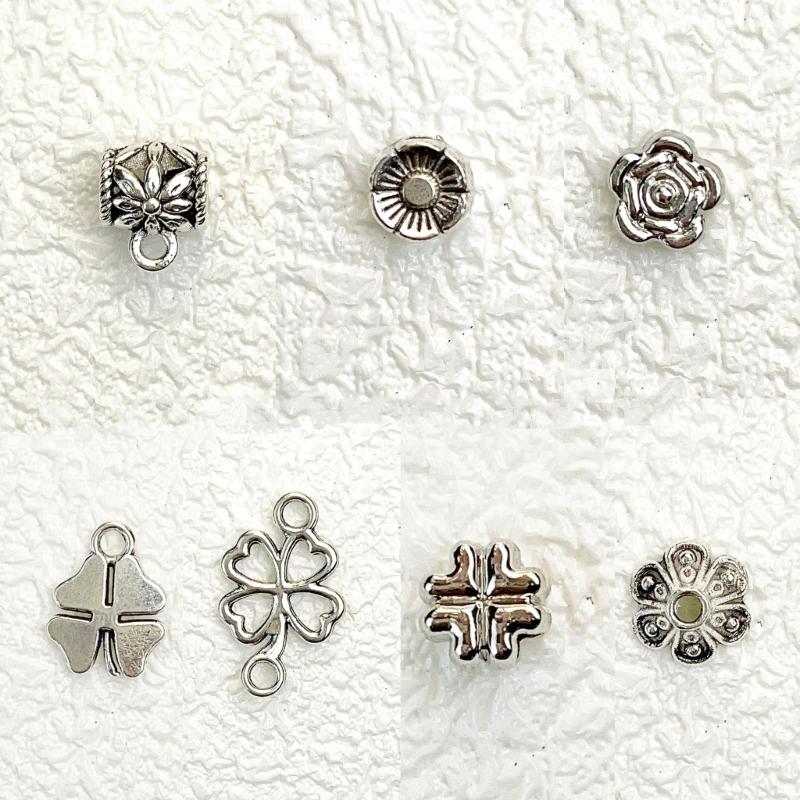 100 Pieces Four Leaf Grass Pendant Jewelry Making Supplies Alloy Texture Crafting Supplies Jewelry Part Jewelry Pendant