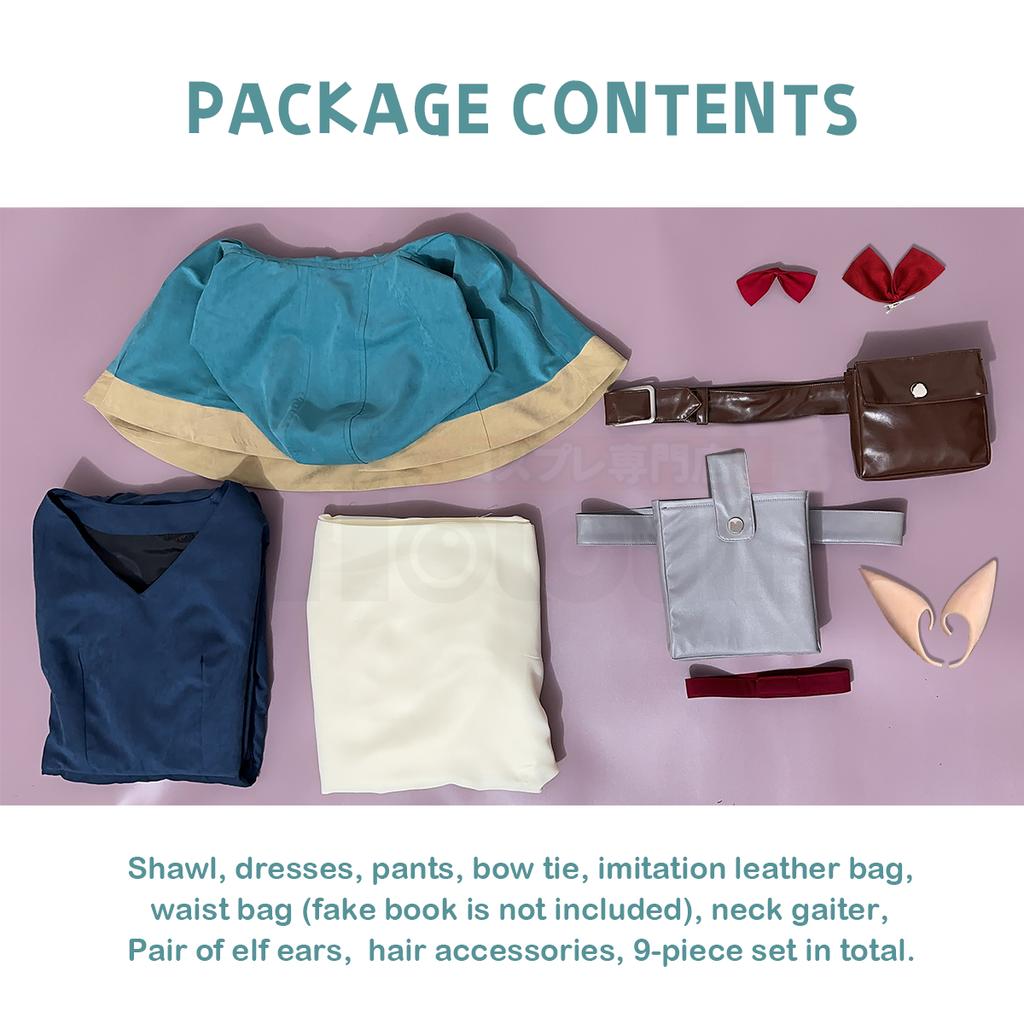 Holoun Delicious Dungeons Meshi  Anime Marcille Cosplay Costume Wig Shawl Cloak Dress Pants Rose Net Halloween Christmas Gift