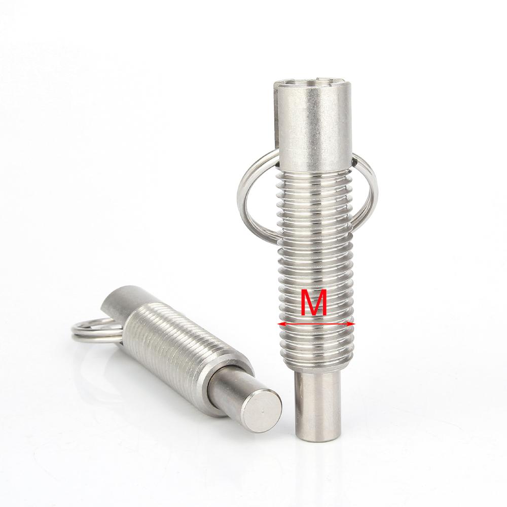 1 stk Rustfritt/Karbonstål Plasseringspinner M6~M16 Indekseringsbolt Håndinntrekkbare Fjærpinner Indekseringsplunger Med Ring
