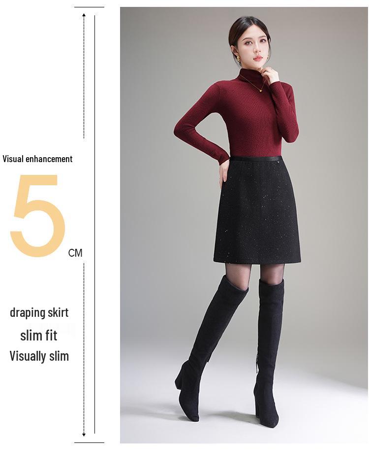 Gonna A-line in Tweed con Paillettes a Vita Alta Autunno/Inverno 2025