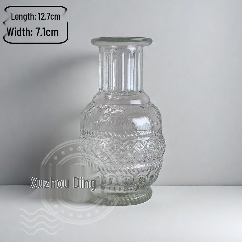High-End Retro Glass Vase Set: Floor-Standing Transparent Ornaments In Soft Ins Style