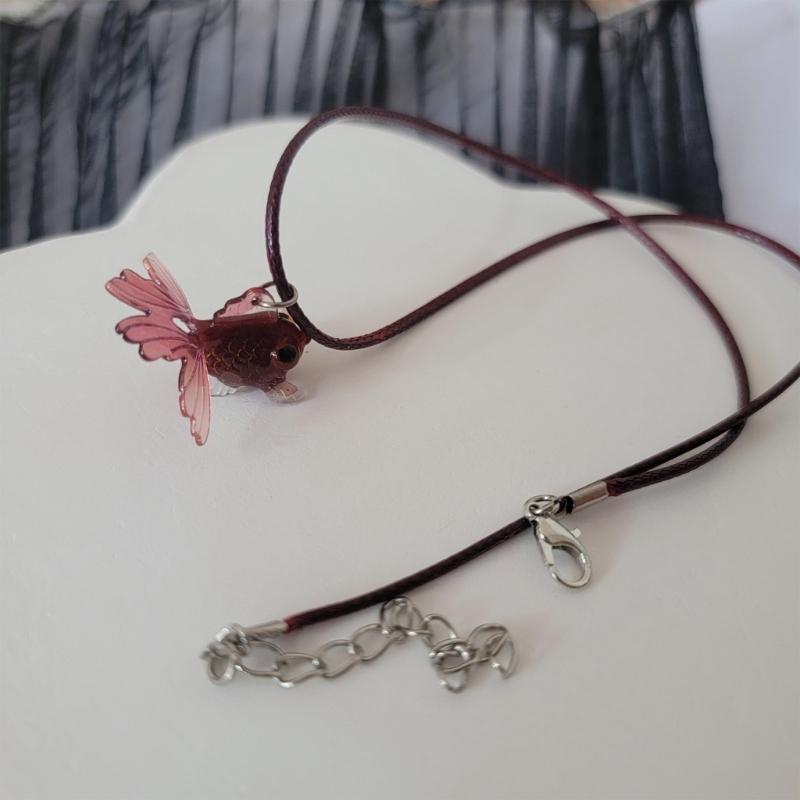 Y2K Resin Goldfish Pendant Necklace for Women Fashion Egirl Punk Clavicle Chain Fashion Jewelry Valentines Day Gifts