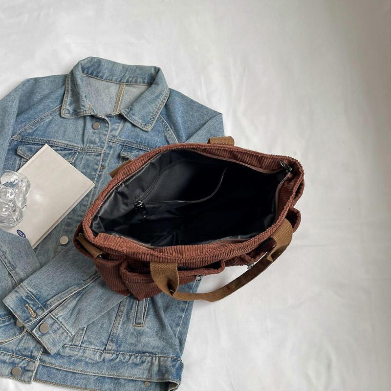 Creative Corduroy Crossbody Bag for Women Shoulder Bags Casual Satchel Purse for Office School and Everyday Use  Green