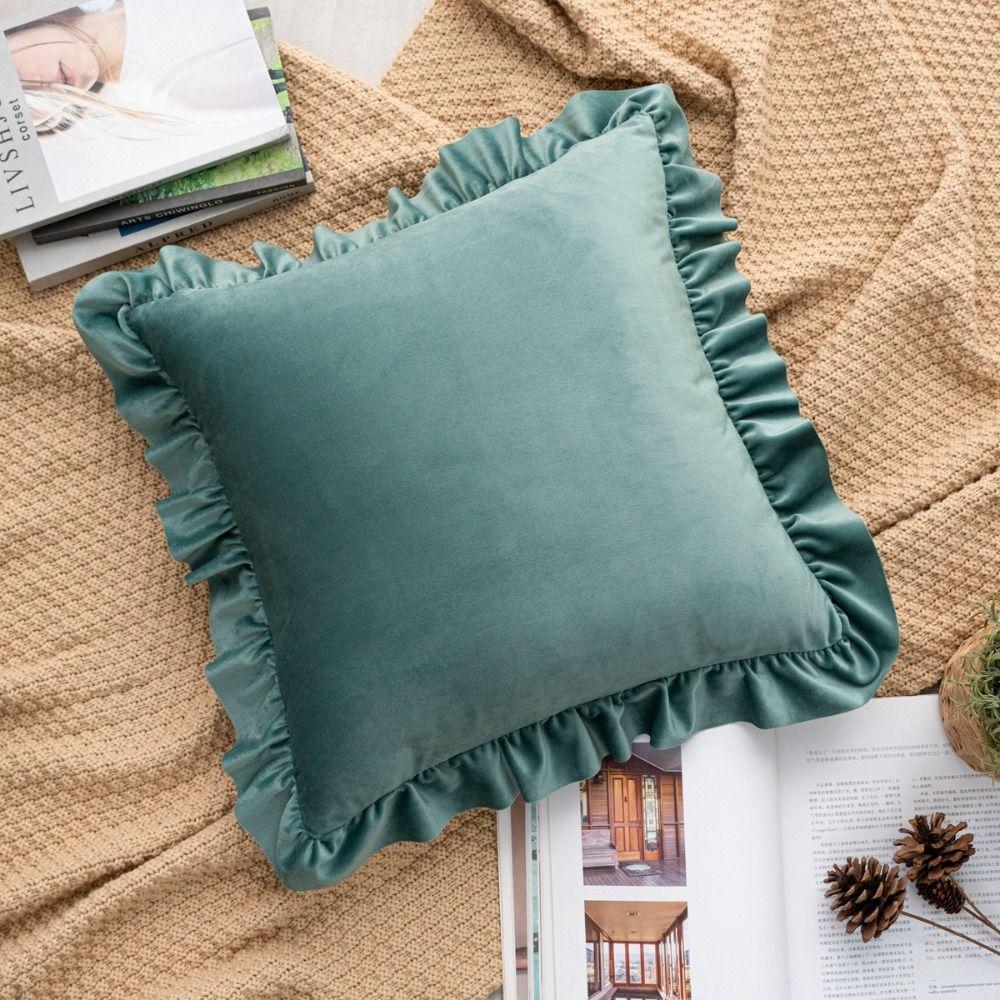 

Однотонная наволочка с оборками, винтажная наволочка, мягкая наволочка для дивана/кровати жёлтый