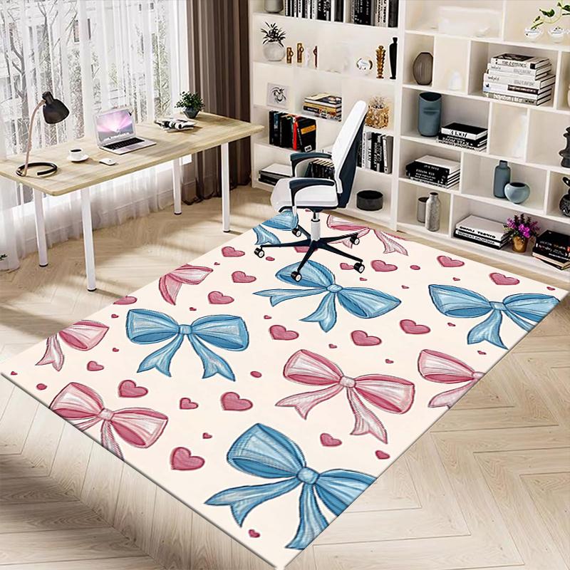 1pc Bows Hearts Area Rug Soft Flannel Floor Mat for Living Room, Bedroom and Carpet, Sofa Coffee Table Floor Mat, Decorative Rug q24