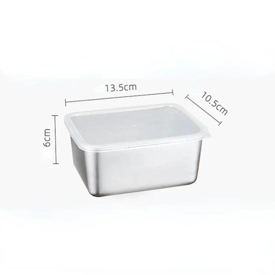 Food Grade Stainless Steel Refrigerator Storage Box Container Ingredients Freezer Storage Household Kitchen Food Sealed Boxs