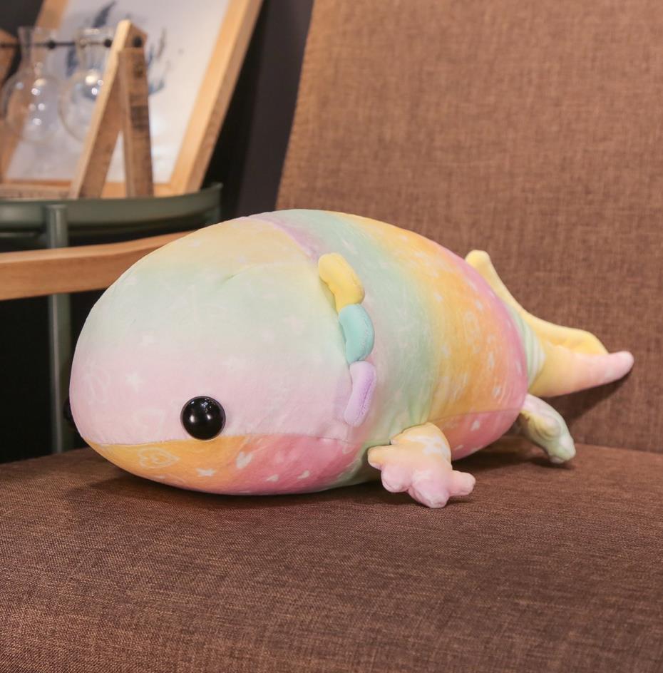 1 pièce 374658 cm Dinosaure Poisson Peluche Colorée Jouets Peluches Remplis Coton Duvet Salamandre Géante Jouet Poupée Pour Enfants Oreillers Doux Cadeau 37cm