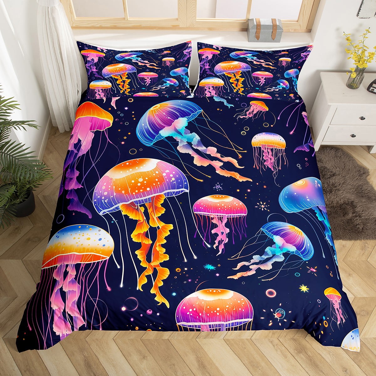 

Bubble Duvet Cover Sets for Kids Boys Girls Queen King Lightweight Quilt Cover Underwater Themed Bedding Set Room Decor No Quilt EU Single(135x200cm)