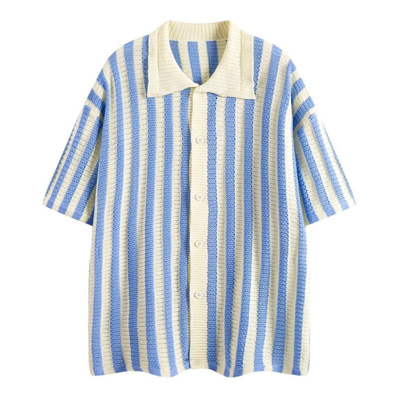 Mens Short Sleeve Knit Cardigan Loose Fit Soft Stylish Outerwear