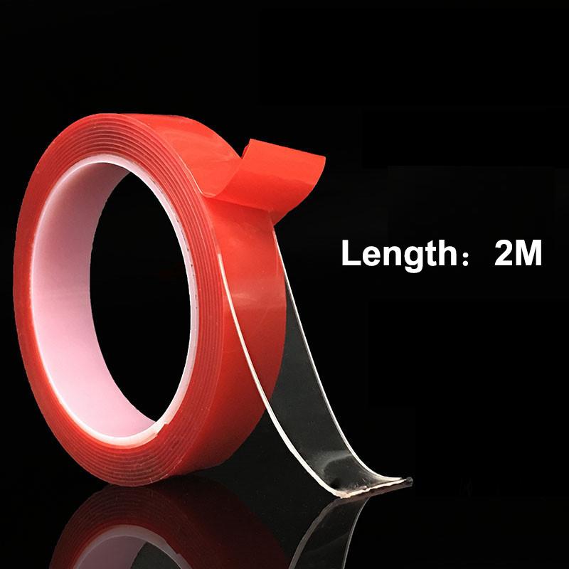1.8x200cm Transparent Double Sided Tape Sticker Multi Function Red Cover Adhesive Nano Tape Reusable Traceless Acrylic Tapes