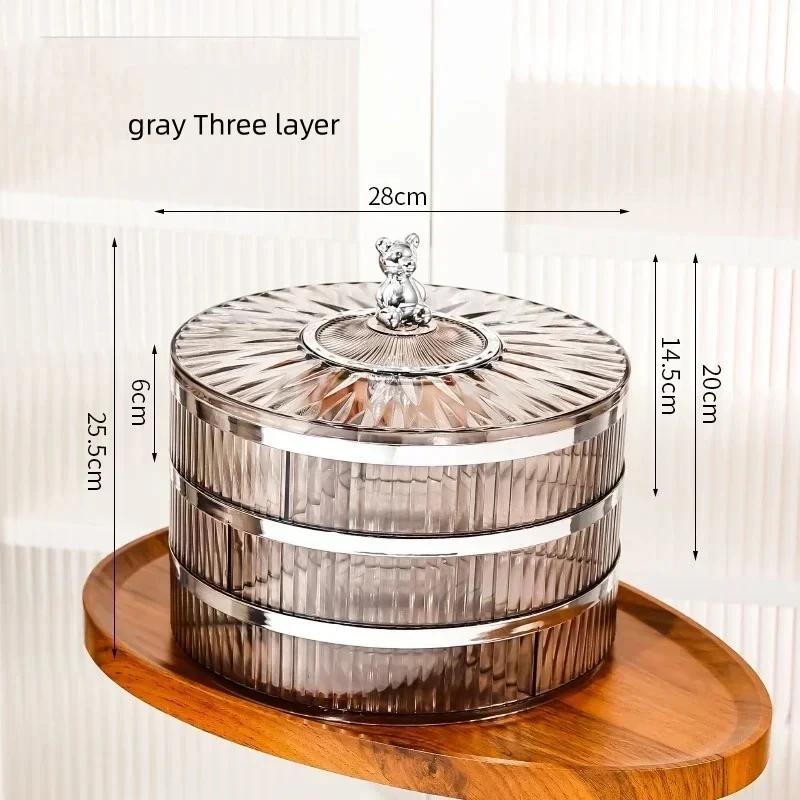 Multi layer Transparent Snacks Box Dust-proof Acrylic Dry Fruit Tray Candy Nut Storage Box Modern Living Room Sundries Container