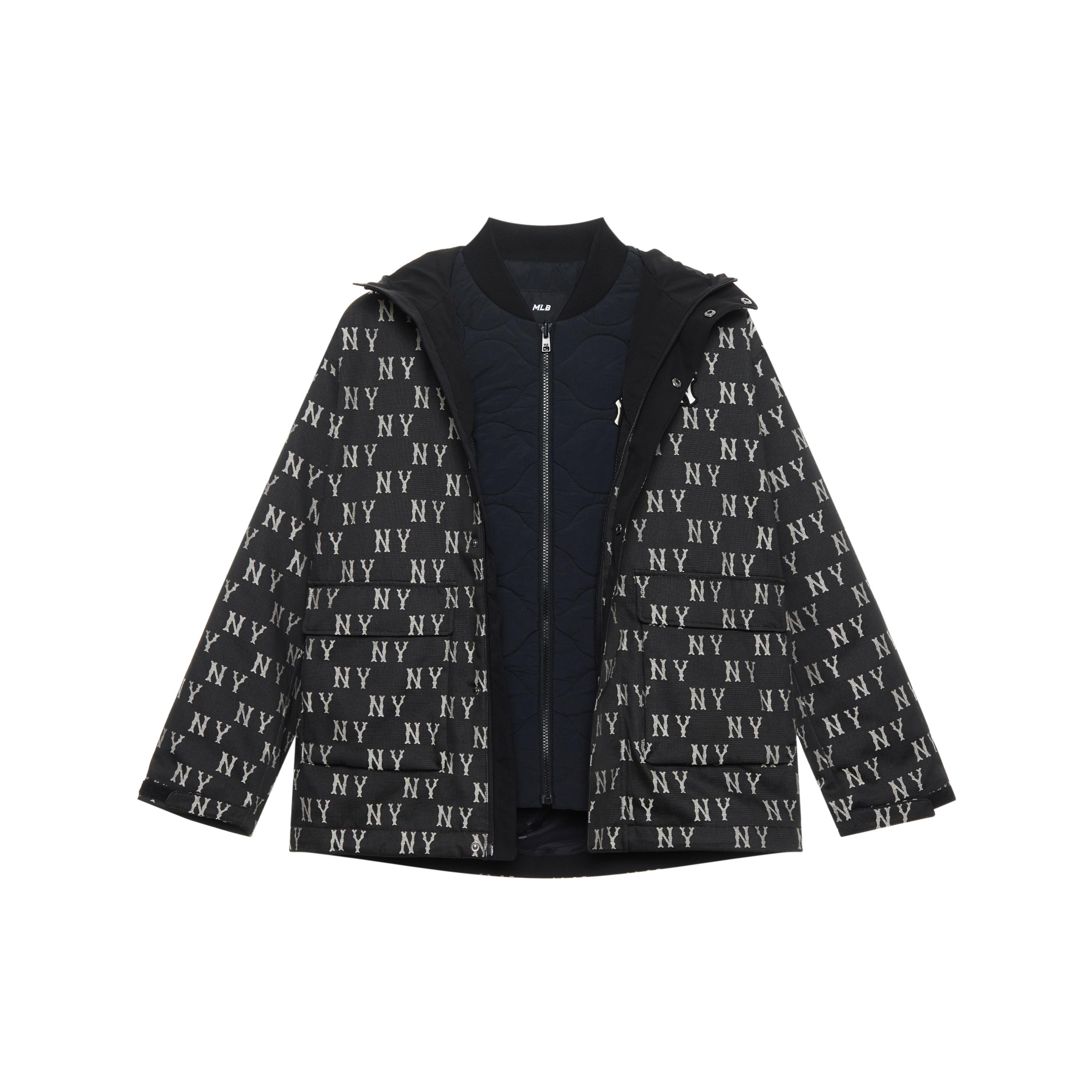 

New MLB MONOGRAM Collection New York Yankees FW24 Windproof Jackets & Coats Puffer Jacket Unisex Black 3AWJM0646-50BKS S