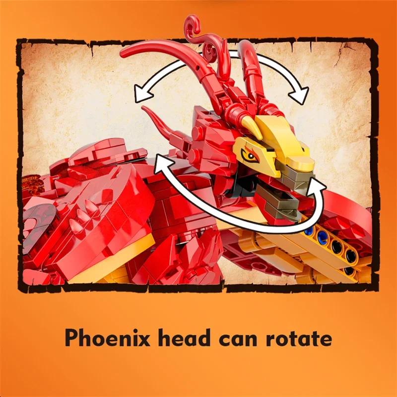 Technical Fire Phoenix Building blocks Kit MOC Assembly Bricks DIY tabletop decorations Model birthday Christmas Gift