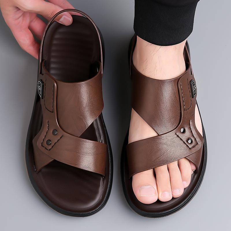 Fashion Men's High-quality Casual Sandals Summer Waterproof Soft Sole Comfortable Beach Shoes Fashion Male Dual-purpose Driving Slippers