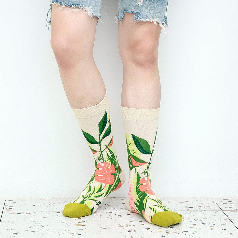 New Women Flower Plant Socks Collection Kawaii Casual Female Cotton Sock Literary Men Sock