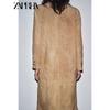 Zaprha 2025 Autumn New Fashion Temperament All-Match Suede Leather Lapel Long Sleeve Coat Outerwear 2969063