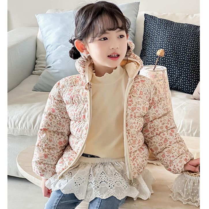 Foreign Style Winter Baby Girl Thickened Short Cotton-padded Jacket Girls' Warm Cotton-padded Clothes Children's Autumn Pink Tie Dye Printing Coats
