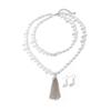 European-American Cold Style Pearl Beaded Tassel Necklace Set