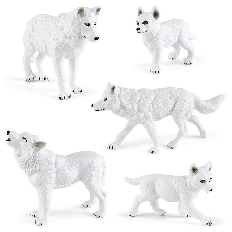 High Quality Pvc Arctic Wolf Figurine Set Including Howling And Standing Wolves