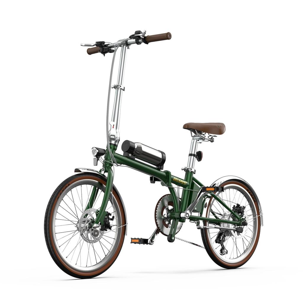 OT02PRO, rosso/verde, potenza motore 250W, 36V, batteria staccabile 5.2AH, pneumatici 20*1.35 pollici, bicicletta elettrica da città, velocità massima 25KM/H