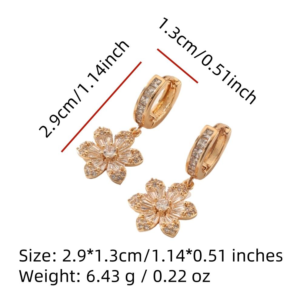 1 Pair Fashion Flowers Dangle Earrings for Women Cubic Zirconia Jewelry Daily Wedding Party Accessories