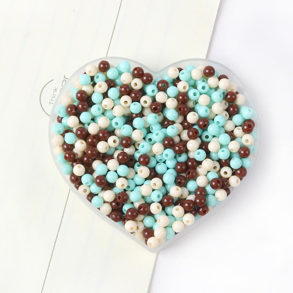 42-Color Acrylic Solid Color Round Beads Rice Beads Handmade Diy Beaded Loose Beads Bracelet Necklace Jewelry Material 3/4Mm