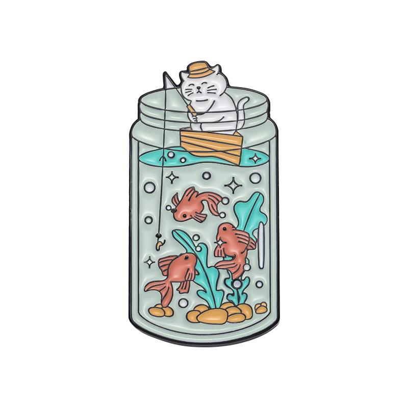 Cartoon Wishing Bottle Enamel Pins Marine Creatures Mushroom Planet Starry Bottle Brooches Lapel Badge Jewelry Gifts for Friends