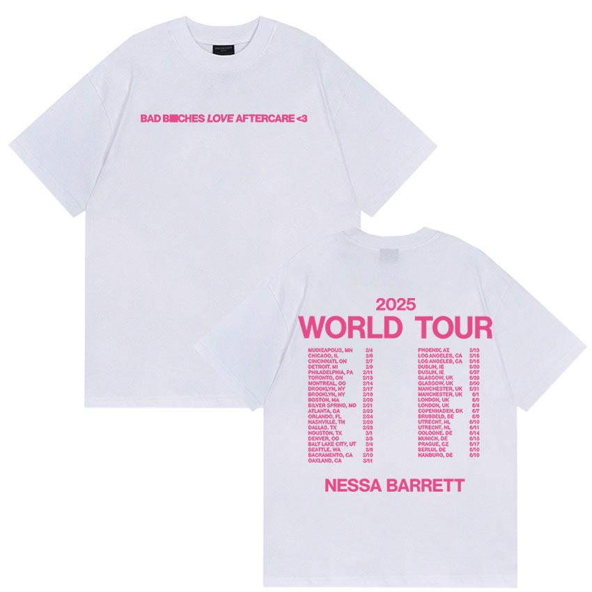 Nessa Barrett Aftercare World Tour 2025 New T Shirts Men Women Summer Aesthetic High Quality T-shirt 100% Cotton Oversized Tees