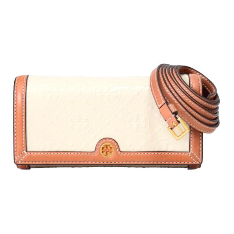 

Tory Burch T Monogram Logo Patent Leather Shoulder Crossbody Clutch Women bags Cream 136233-108 Basic Set (Bag+Dust Bag)