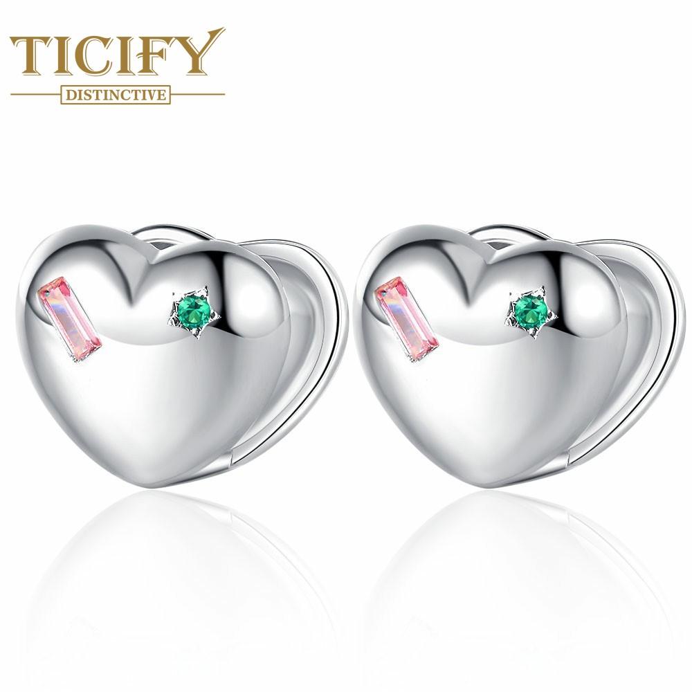 

Женские серьги TICIFY Colorful Love с пятиконечной звездой и цирконием, простой нишевый дизайн, универсальные серьги в форме сердца