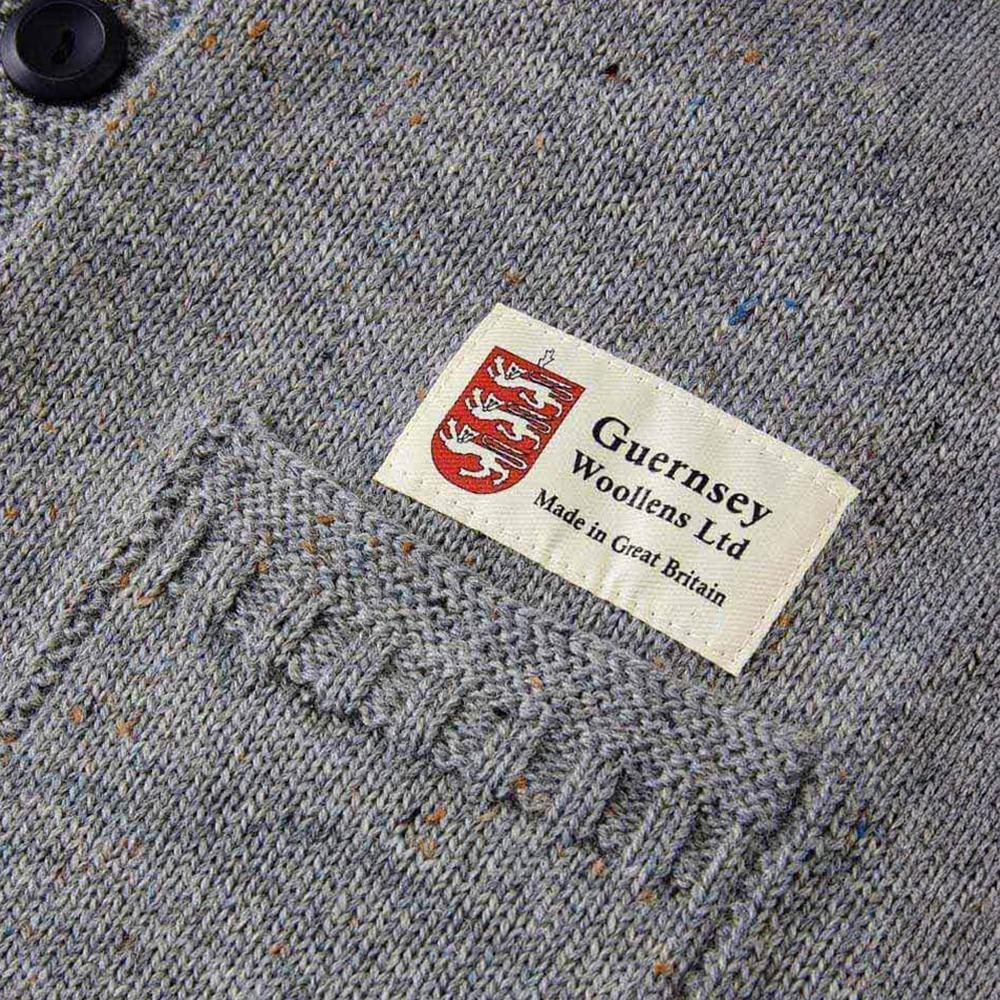 Guernsey Woollens Fisherman Wholegarment Cardigan - Dark Grey Nep