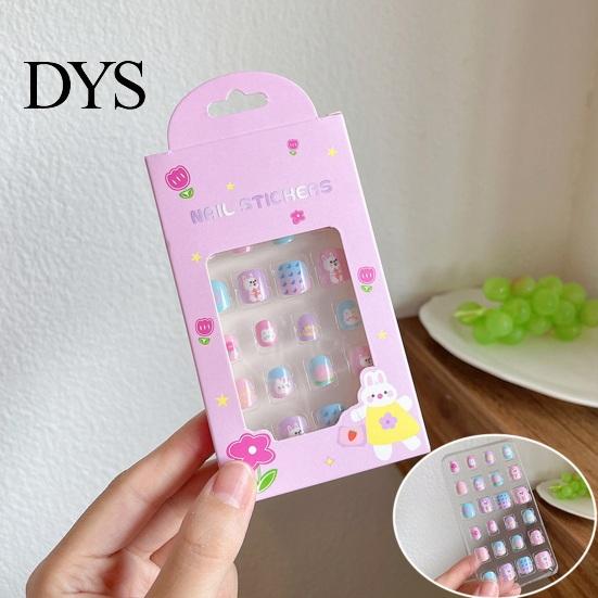 Nail Art Patch 24Pcs Kids Fake Kawaii Fun Designs For Children Stickers Set Creative DIY Kit for Decorations Easy-to-apply Nails