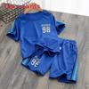 Kids Basketball Uniform Set With Polyester Fabric Short Sleeve Shorts For Summer Play