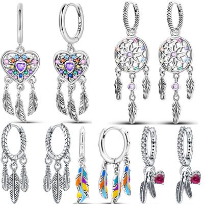 Orstarry 925 Silver Dreamy Heart-shaped Catcher Drop Earrings Women Earrings Charm Fashion Versatile Party Jewelry Gift