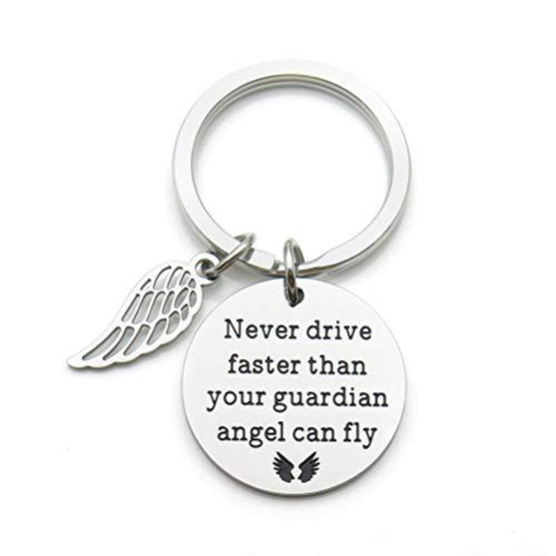 

Never Drive Faster Stainless Steel Keychain Safe Driving Reminder Stylish Keyring Practical Gift for Drivers