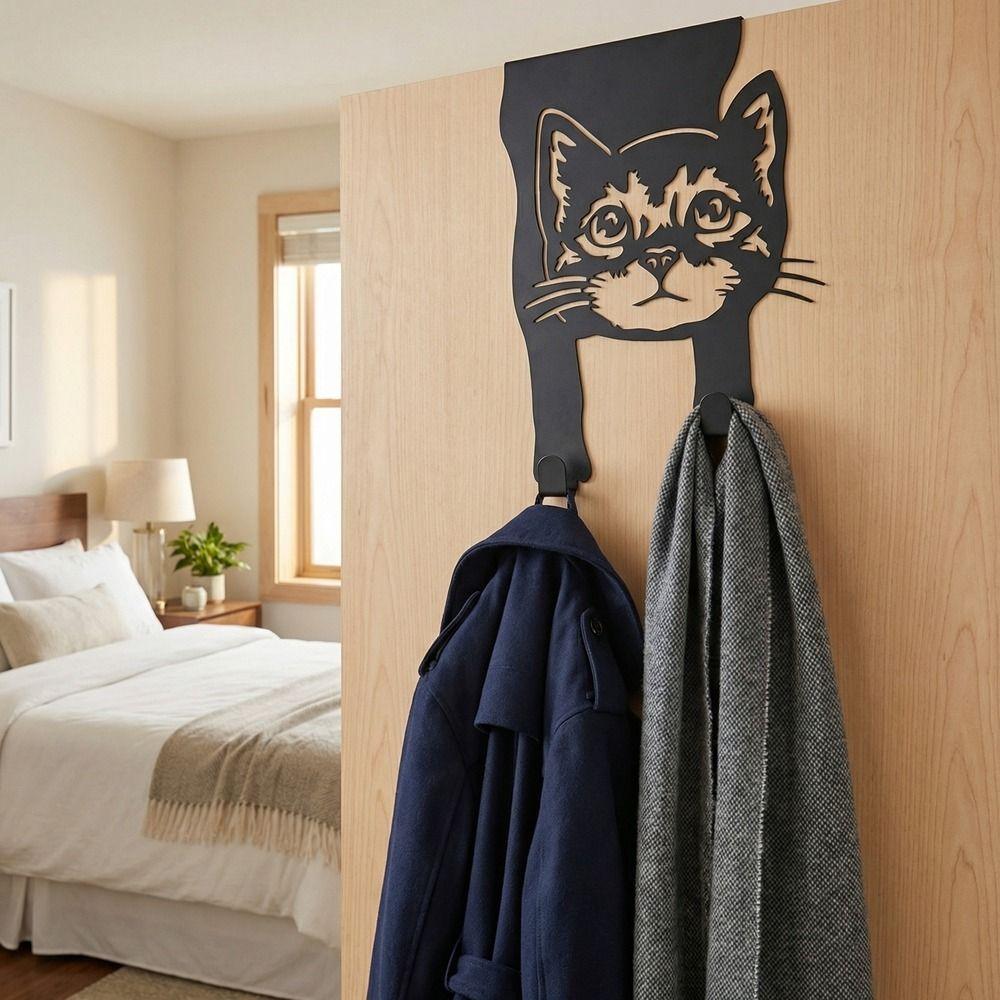 Black Coating Cats Shaped Over Door Hook Rustproof Over the Door Hangers Wall Hanger Cat Lovers