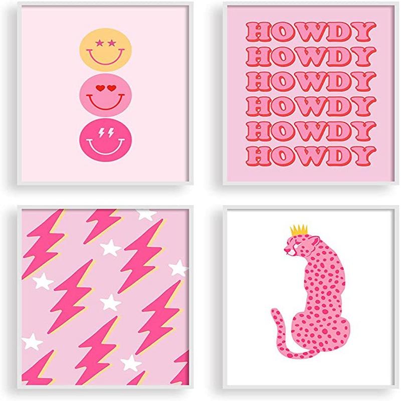 Pink Abstract Wall Art Canvas Poster Living Room Bedroom Core Decorative Painting