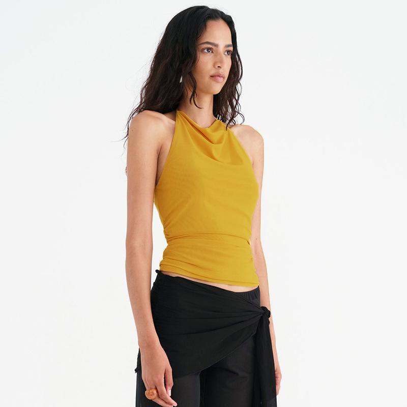 Avrupa Kadın İlkbahar/Yaz Seksi Arkası Açık File Askılı Üst