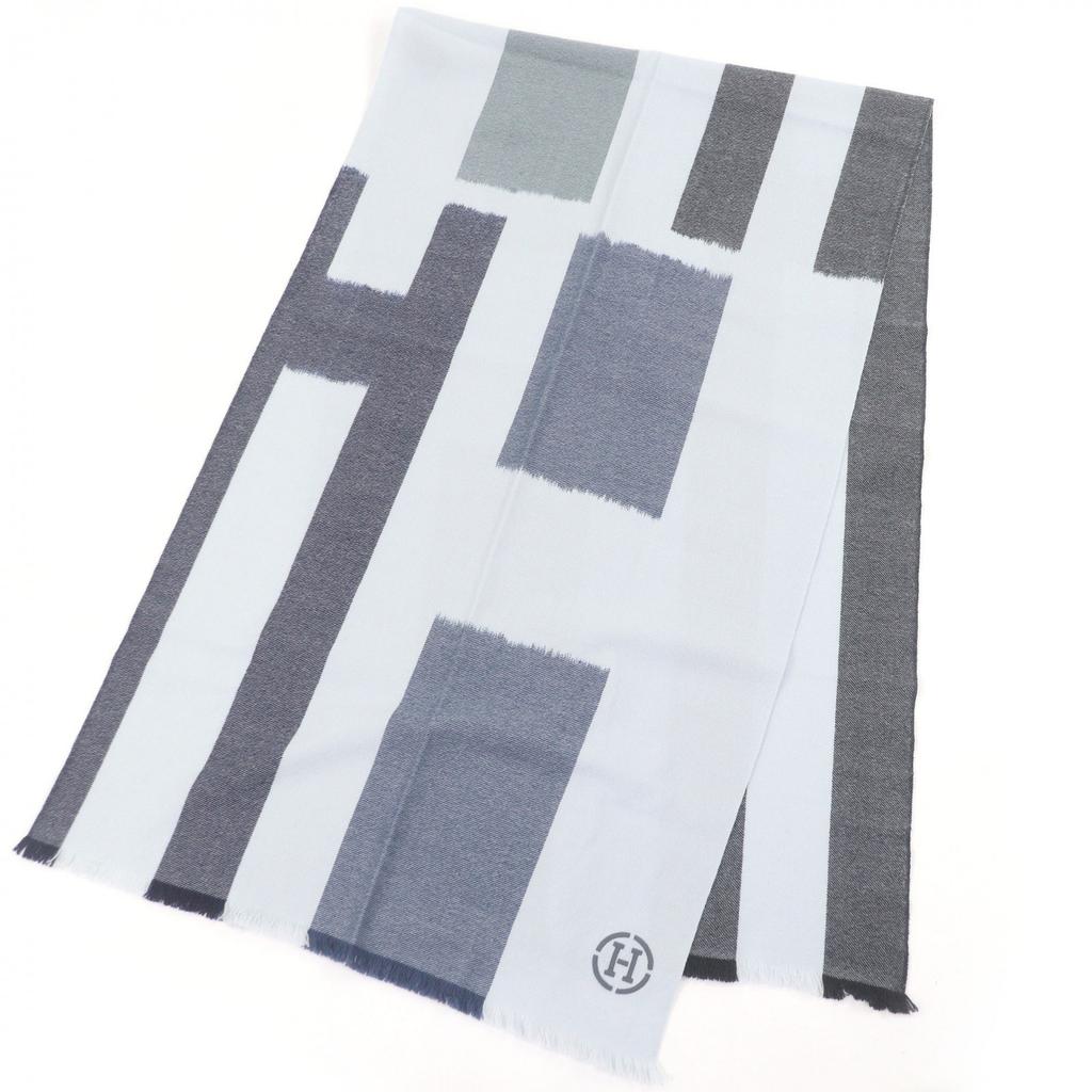 Excellent HERMES Scarf Ikat 4H H logo patch Gracie cashmere mens H394832T Used
