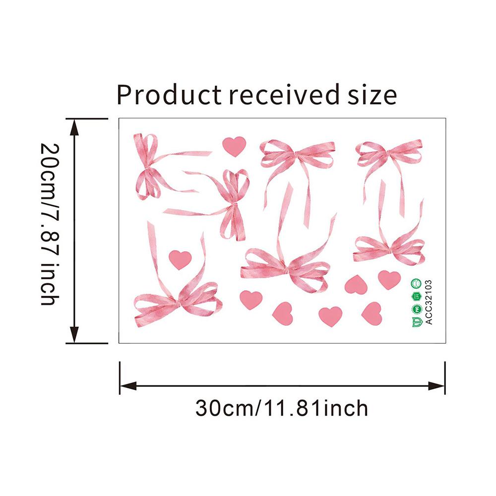 Söta Rosa Rosett Väggdekaler Boho Rosett Sovrum Dekorativa Väggdekaler Kärlekshjärta Rosett Kylskåpsdekaler DIY Heminredning