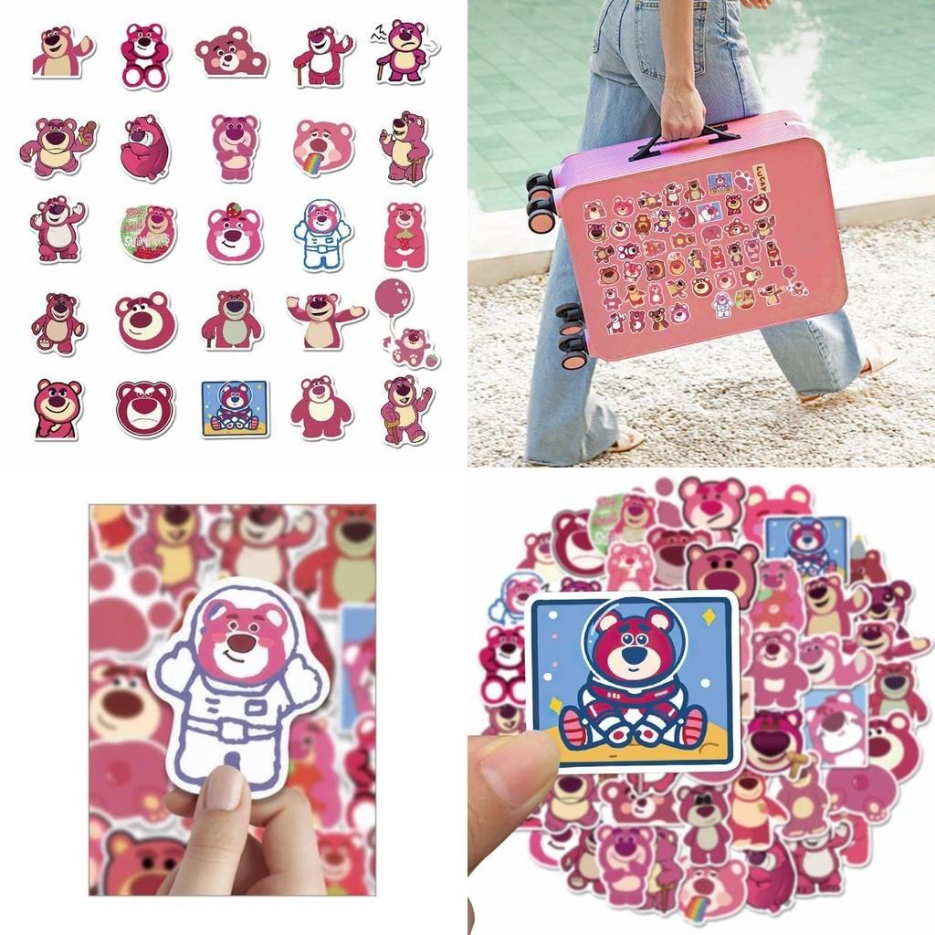 Cute Strawberry Bear Stickers 50 Adorable Cartoon Waterproof Decals For Luggage Notebook And Water Bottle