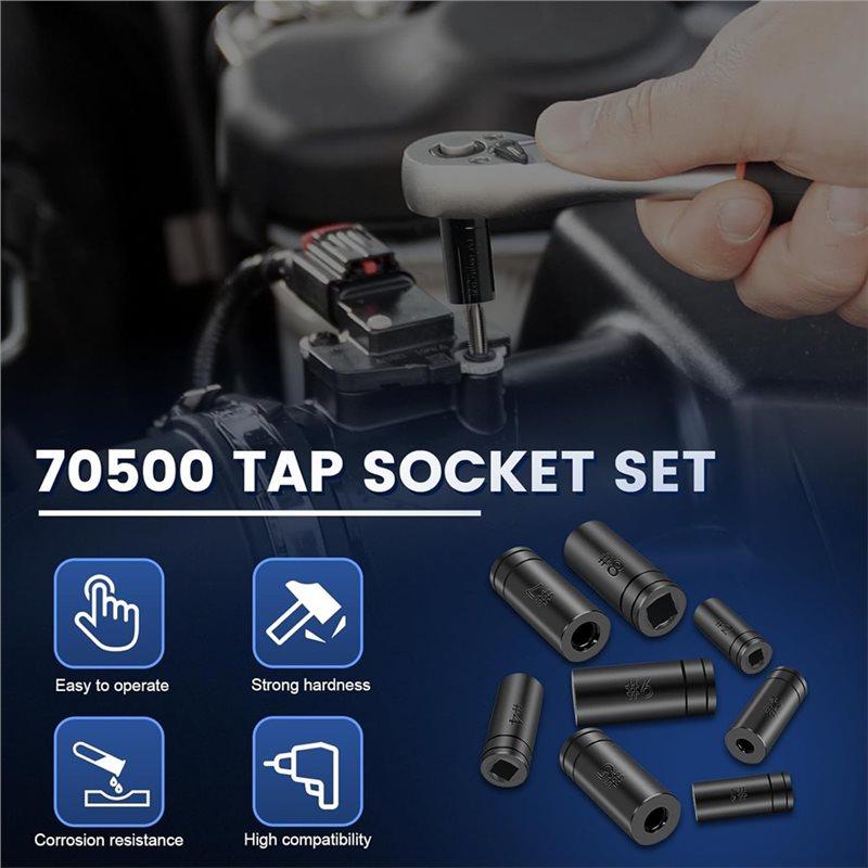 SHGO-Tap For Socket Set, 70500 8-Piece 1/4"& 3/8" Drive Taps For Socket Wrench Set Use, 1/2"& 1/8" NPT Taps For Sockets Adapter