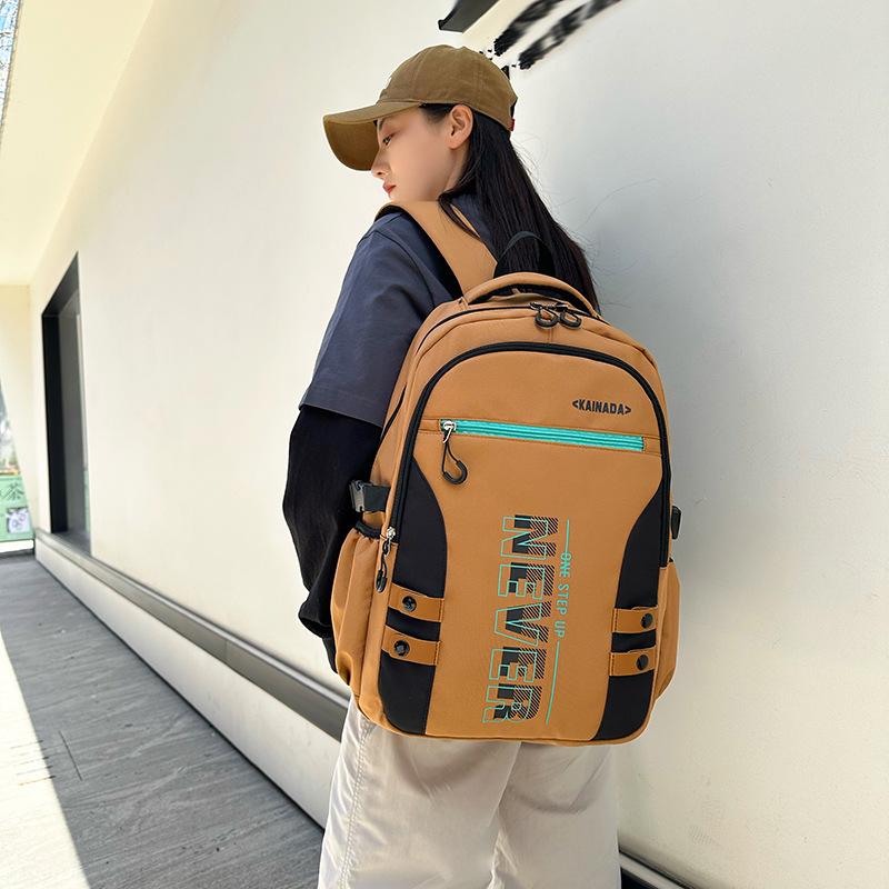 Schoolbag Korean version leisure bag, letter printing backpack, male and female students, versatile large-capacity waterproof schoolbag