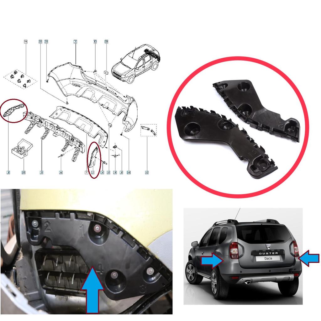BSP1232 Rear Bumper Mount Holder Support Bracket Left Right for Renault Dacia Duster MK1 HS 2010-2017 622200010R 622210009R