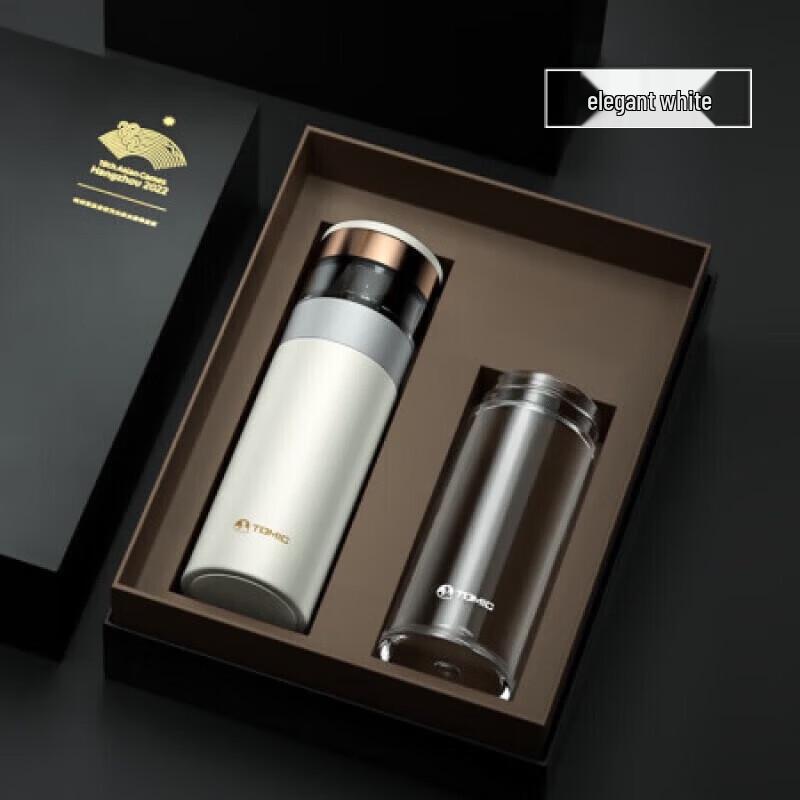 TOMIC Insulated Tea Mug with Ceramic Liner and Double Wall Glass