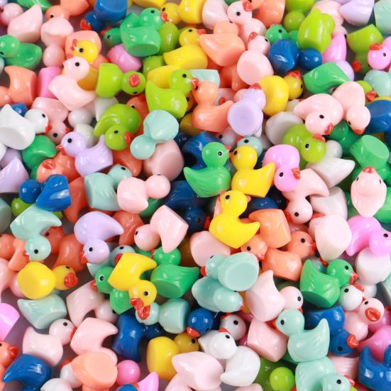 100Pcs Mini Duck Figurine Luminous Miniature Cartoon Yellow Duck Ornament DIY Microlandscape Fairy Garden Animal Resin Statue Decoration