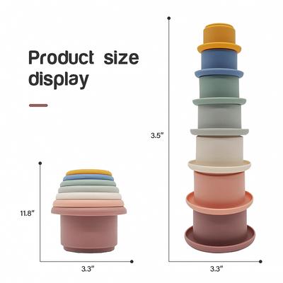 Baby Silicone Stacking Cups Montessori Building Block Bpa Free Hourglass Toys Early Educational Stack Tower Gifts For Boys Girls
