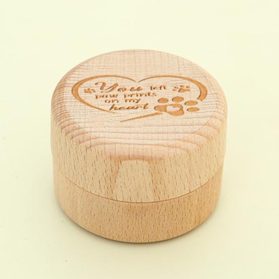 Yousheng Pet Memorial Keepsake Box Elegant Wooden Paw Print Design Engraved Smooth Surface Pet Cremains Storage Box